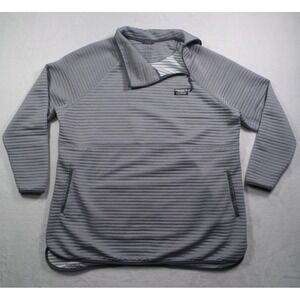 LL Bean Sweater Womens Size 2X Plus Gray Airlight Knit Asymmetrical Quarter-Zip